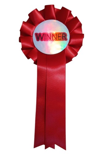 Winner rosette red single - winner,