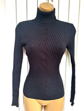 KAREN MILLEN BLACK RIBBED ROLL NECK JUMPER SIZE S  8 10 BNWOT