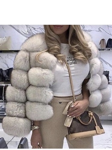 Women cropped faux - faux, fur