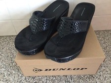 DUNLOP black wedge sandals size uk 8