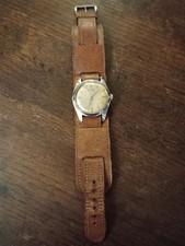 Mens Vintage Services 5 Jewel Watch Working Empire Brown Leather Strap
