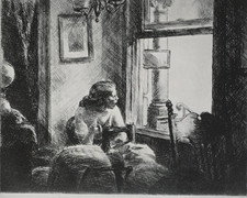 East Side Interior - New York Apartment - by Edward Hopper - Antique Print  1927