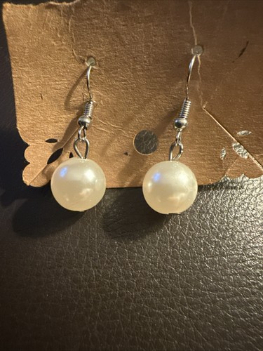 White imitation pearl - pearl, dangle