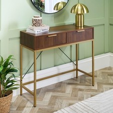 OHS Chelsea Herringbone Console Table 2 Drawer Industrial Hallway Display Unit