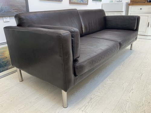 Ikea black leather - ikea, 3-seater
