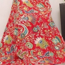 Floral Kantha Quilt Bedspread