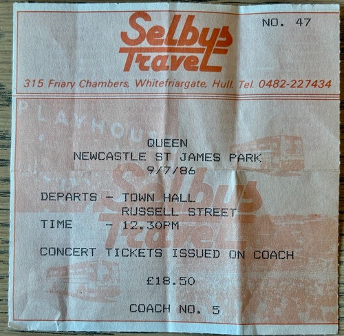 Queen used ticket newcastle - used,