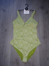 M&S MARKS & SPENCER GREEN MIX SECRET SLIMMING SWIMMING COSTUME UK SIZE 16 LONG
