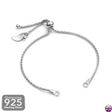 925 Silver Adjustable Chain Bracelet Necklace Blanks with Slider Ball 13mm