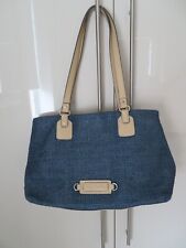 BETTY BARCLAY Blue Jute  & Beige Leather Handbag/Shoulder Bag