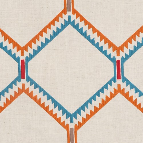 Rio orange embroidered fabric - embroidered,