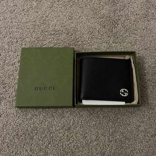Gucci black leather - leather, bifold