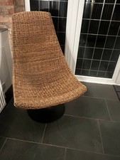 Wicker Chair 360° Swivel, Black Frame