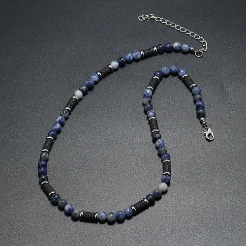 Black beaded necklace - beaded, natural