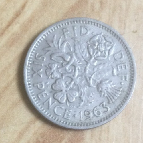 1963 sixpence coin queen - sixpence, /