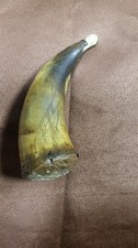 Antique powder horn, black