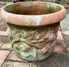 VERY LARGE TERRACOTTA POT  FROSTPROOF HEAVILY EMBOSSED - BAY TREE  STANDARD ROSE