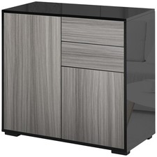 HOMCOM Side Cabinet with 2 Door and 2 Drawer for Home Office, Grey Black