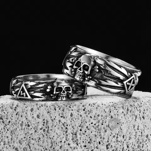 Stainless steel skull ring - stainless,