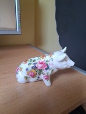 Crown Fine Bone China Floral Pig Ornament