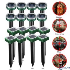 8X Solar Powered Ultrasonic Mole Deterrent Fox Pest Repellent Scarer Repeller UK