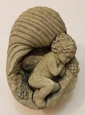 Stone Garden Statue Ornament Cherub In Shell Angel Sculpture Memorial