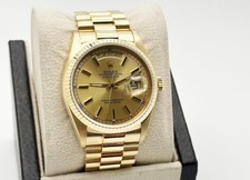 ROLEX  18K 36MM FULL GOLD DAYDATE  BOX AND CERTIFICATES