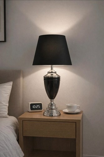 Black metal table lamp rrp - black,