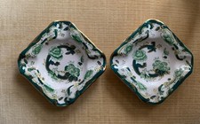 Antique Mason’s Ironstone Chartreuse England 2 Available Ashtray’s Green 1920’s 