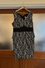 Joe browns Black Lace Overlay Bodycon Peplum Dress - Size 20 - NWOT