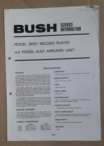Bush srp57 record - srp57,