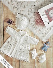 Baby Knitting Pattern matinee jacket,bonnet,bootees,shawl dk prem-20'' B29