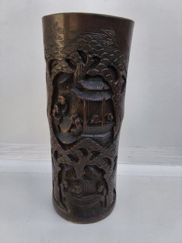 Antique chinese bamboo bitong - chinese,