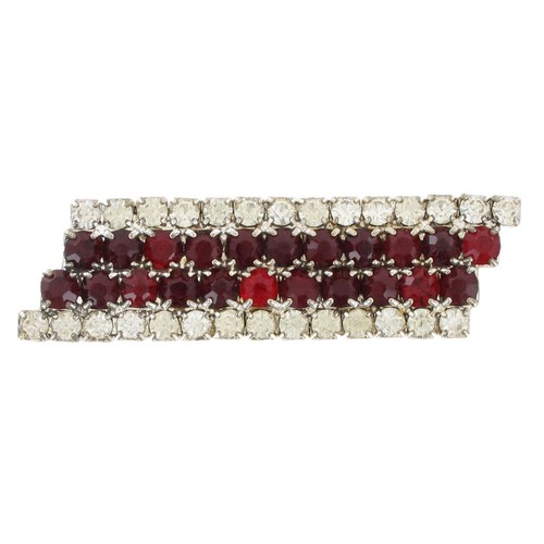 Pave clear red rhinestone bar - clear,