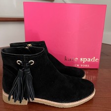 Kate Spade Boots Womens 6.5 Bellamy Ankle Bootie Shoes Black Suede Tassel Zip