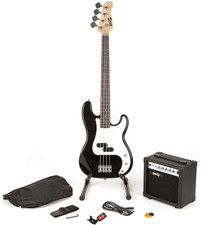 RockJam Full Size Bass Guitar Kit With Amplifier RJBG01-SK-BK Pro Bass Guitar