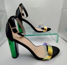 Bebo Ladies Karina-3 Black Satin And Iridescent Heels In Size UK 5