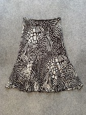 BHS Printed Chiffon Midi Skirt Lined Elastic Waist Chocolate UK 16