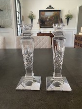 Heavy STUART Crystal Clear Glass Candleholders Elegant 9” - Stunning!
