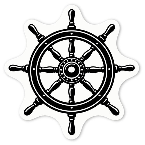 Boat wheel white vinyl decal - vinyl,