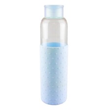 Glass Water Bottle 500ml Drinking Sports Gym Straw Protective Silicone Sleeve