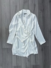 Zara White Satin Wrap Front