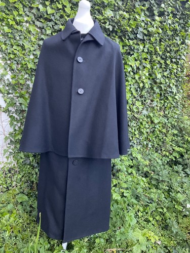 Black barathea wool inverness - black,