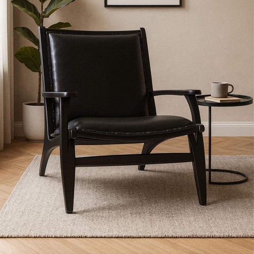 Kendari black leather and teak - kendari,