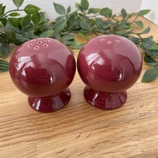 Fiesta Ware HLC Deep Red Round Ball Retired Salt & Pepper Shakers Vintage USA
