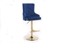 Luxury Velvet Bar Stools With Lion Knocker Back Rest Padded Breakfast Bar Stools