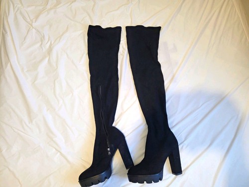 Simmi ladies black suede - simmi, thigh