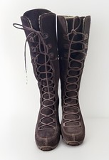 Timberland Moorland tall lace-up boots in Brown Suede with Sherpa lining size 7W