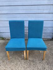 Dining Chairs with Subrtex Teal Colour Stretchy Covers