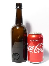 c1860 INNER TEMPLE Brown Glass Sealed Wine Bottle NOT freeblown #1